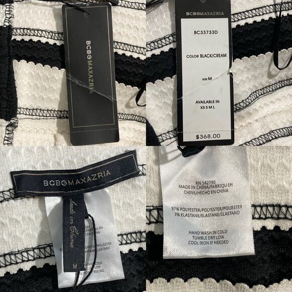 BCBG Max Azria Striped Fit And Flare Strapless Bandage Dress Size Medium M NWT - Picture 10 of 16